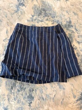 Onia Navy and White Striped Skater Skirt